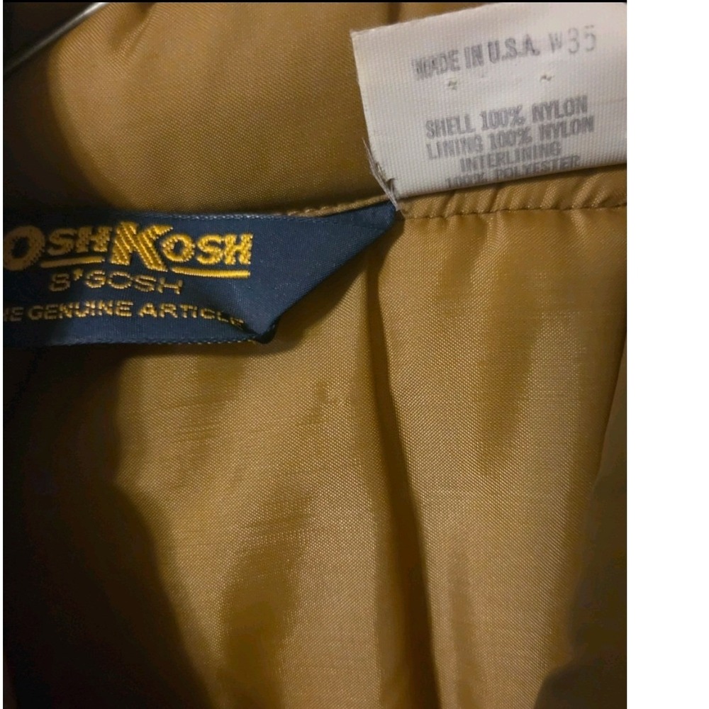 Vintage OshKosh B'gosh Puffer Vest Mens Medium Tan Brown Made in USA Quilted - Picture 3 of 5